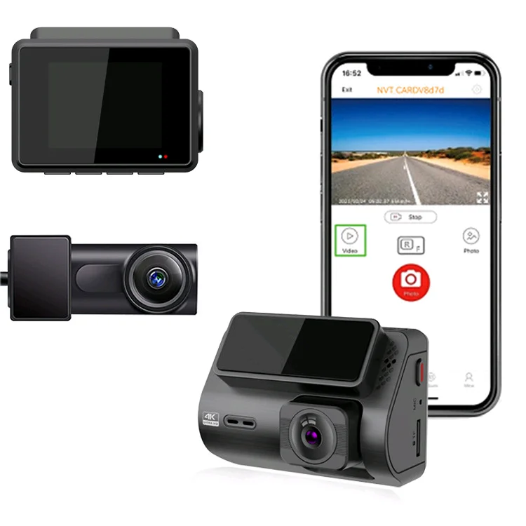 AD377 3 Channel 4k Dash Camera Car DVR Cameras Mini Hidden Video Recorder Front and Rear View Vehicle Recording 4K WIFI