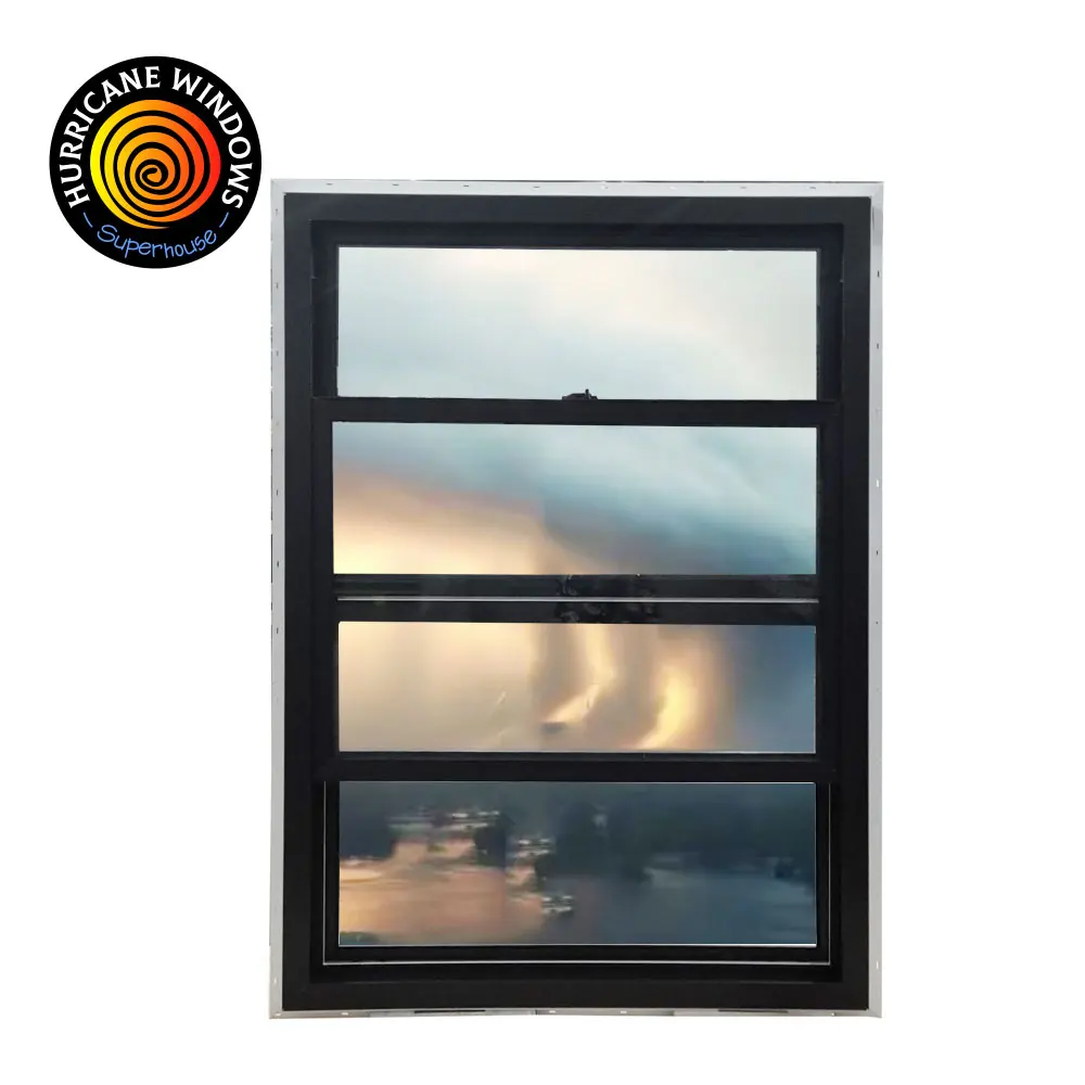 NFRC NAFS Hurricane Resistance Customized  aluminum laminated glass vertical sliding Window Single Hung Window