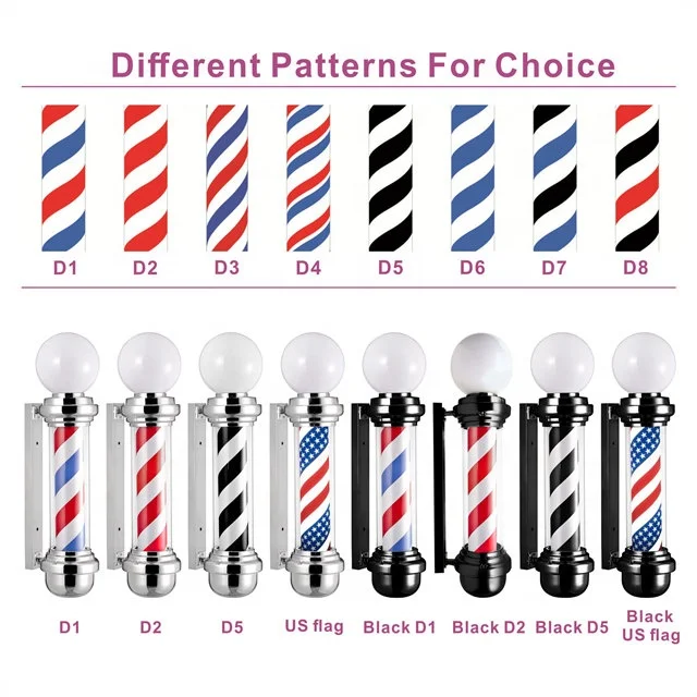 M338 Best seller factory price hair salon sign led rotating barber pole barber light