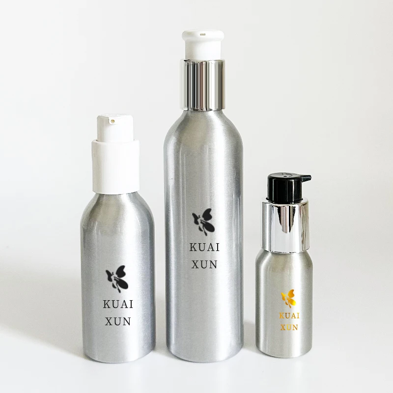 stainless steel skincare packaging 400 ml 8oz circle aluminium pump lotion and shower gel cosmetic bottle