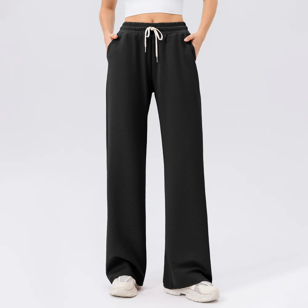 Wholesale Winter S-2XL Women Wide Leg High Waist Loose Outdoor Running Fitness Trousers Solid Color Casual Sports Workout Pants