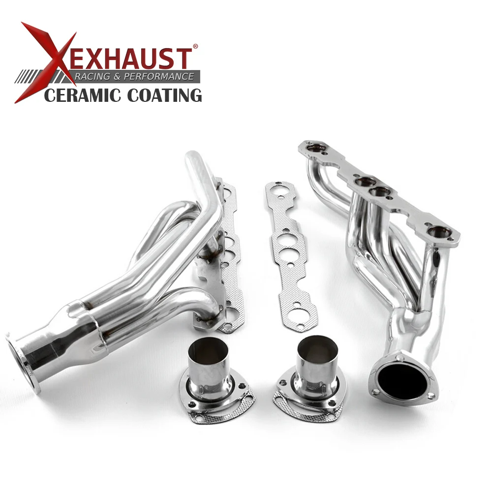 Ceramic coating exhaust manifold exhaust pipes ceramic exhaust header for Chevy SBC 350 88-95 GMC 1500 2500 3500 2WD and 4WD