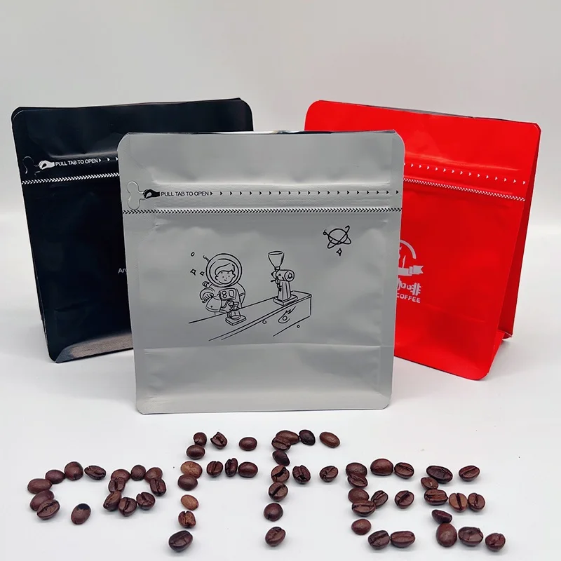 Custom logo printed coffee tea pouches one way valve packaging pouches side gusset coffee bag