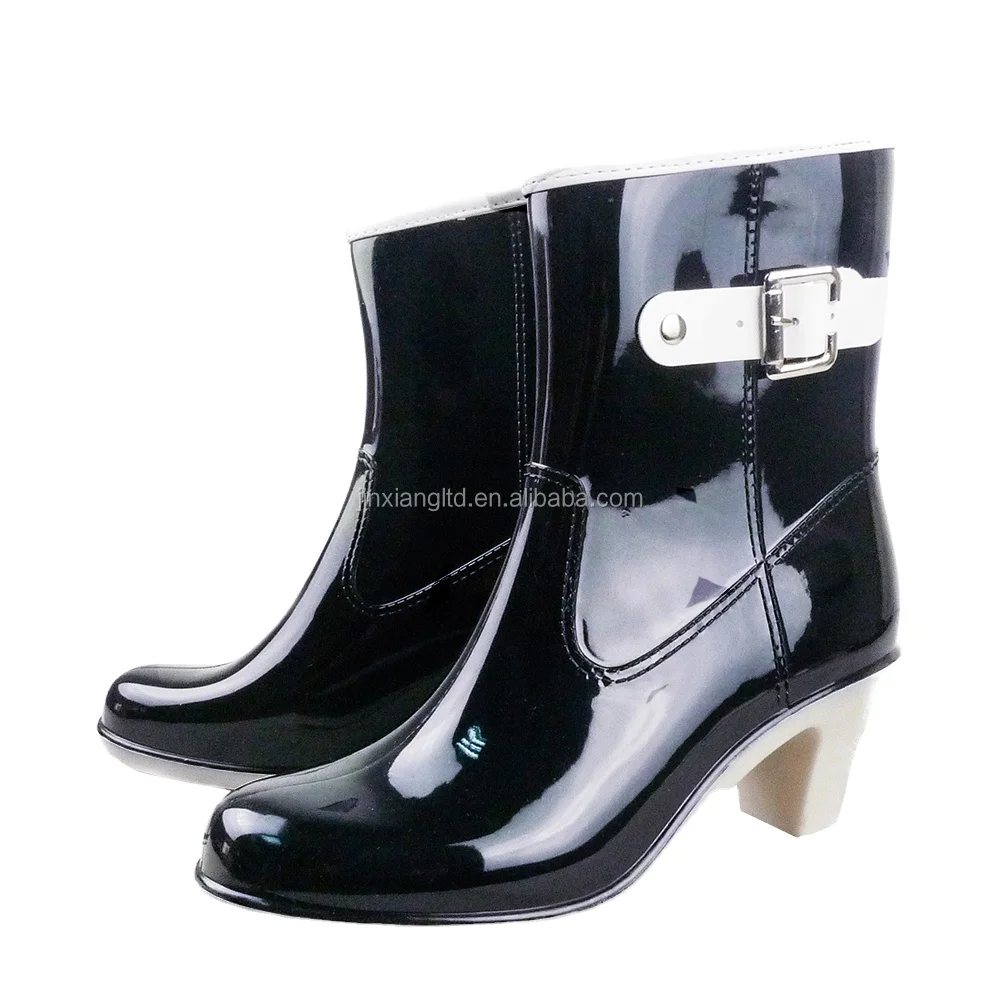 pvc fashion high heel rain boots for women