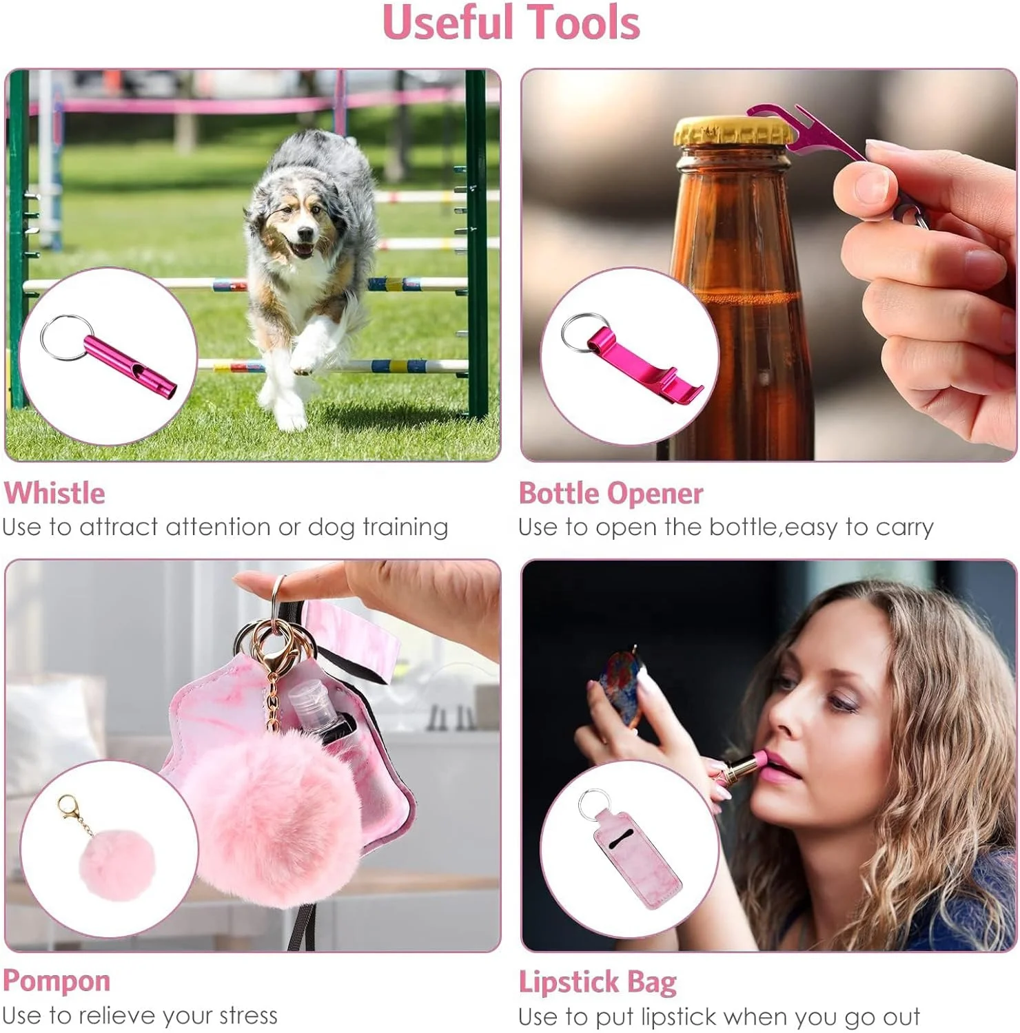 Supply Rhinestone Plastic Spray Bottle Supplies Personal Alarm Accessories Women Safety Keychain Products  Self Defense Keychain