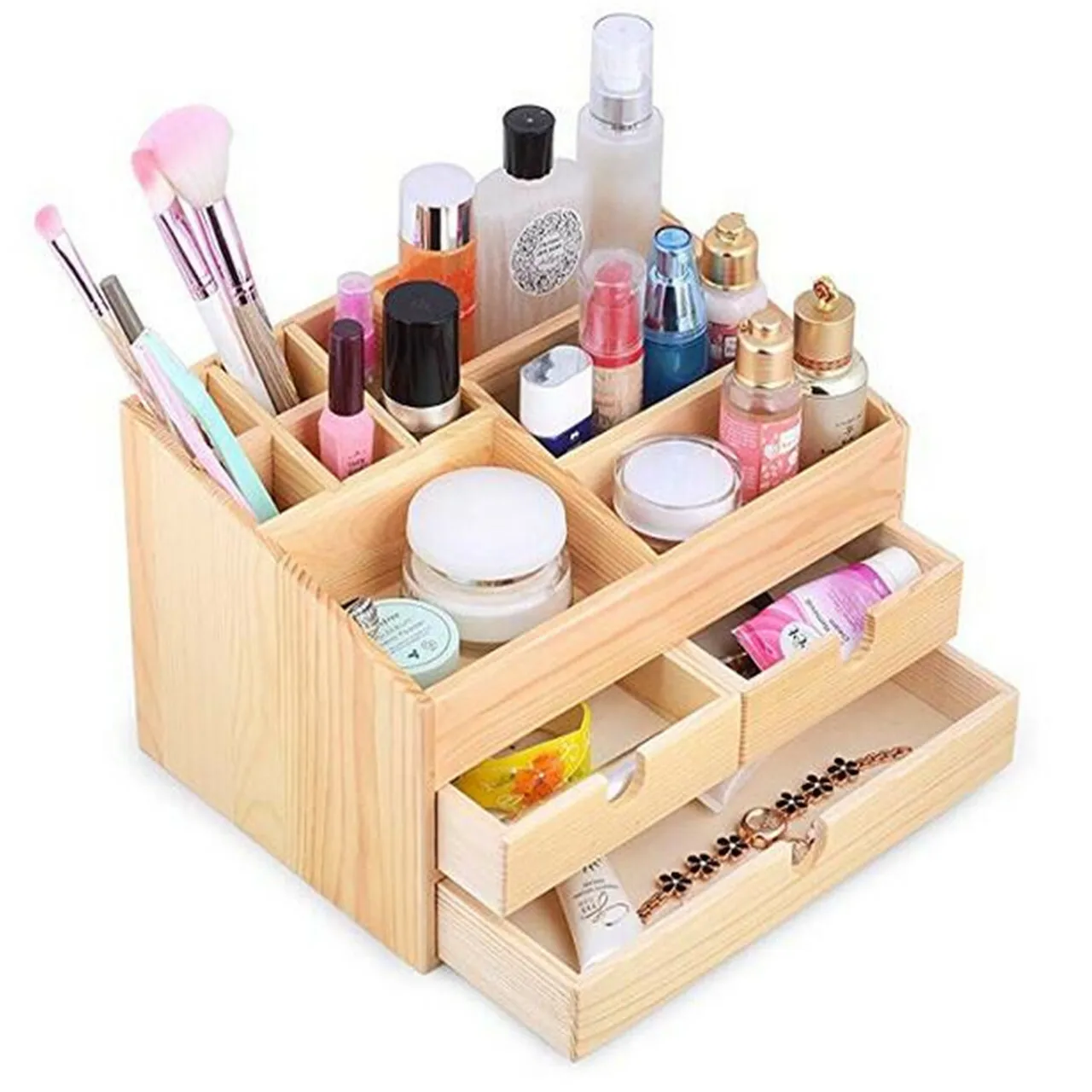 Factory Wholesale Wooden Makeup Cute Personalized Storage Box Cosmetic Storage Display Box