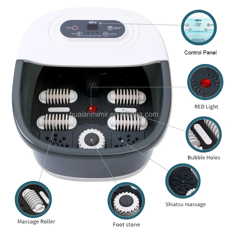 Portable Shiatsu Pedicure Light Relaxing Multifunction Foot Spa Bath Massage Machine With Water Fast Heating