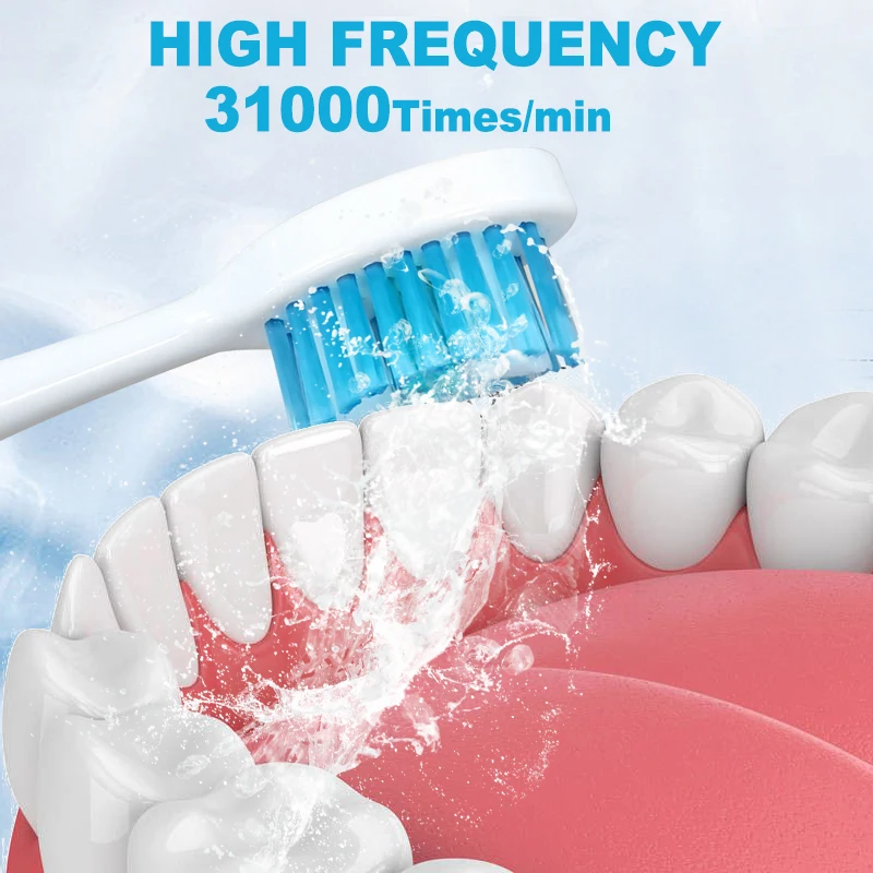 USB Rechargeable Sonic Electric Toothbrush for Adults Soft Dupont Brush Heads 2 Minutes Timer 5 Modes Electric Toothbrush