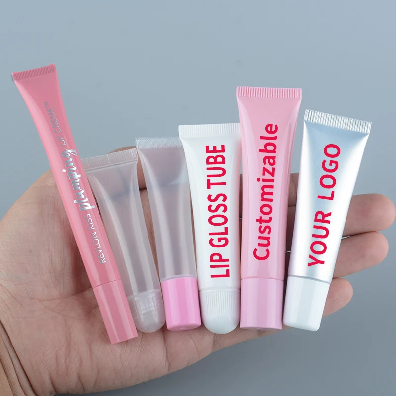 Custom LOGO empty squeeze lip gloss tubes 10ml 15ml lip gloss squeeze tube for Balm lipgloss Containers Mini Soft tube