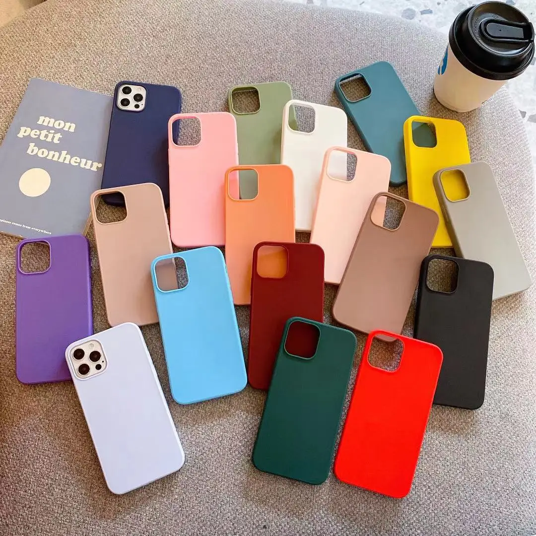 Simple new solid color cell phone case for  iphone 14 13 12 pro max official original logo liquid silicone phone case cover