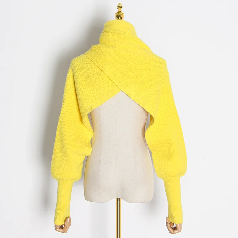 TWOTWINSTYLE  Casual Knitted Scarf Turtleneck Multifunction Basic Scarves For Women