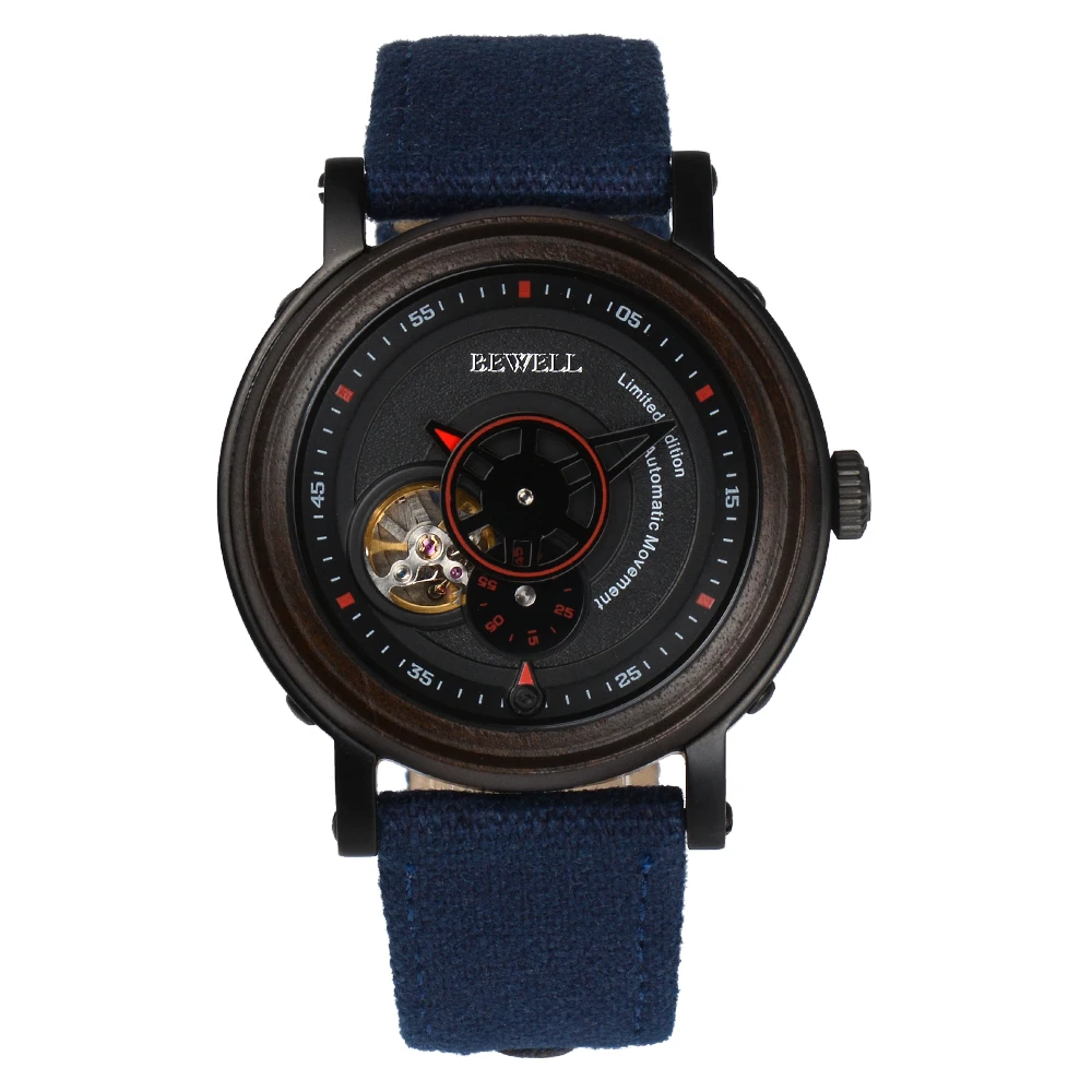 Luxury stainless steel and wood mechanical watches for men