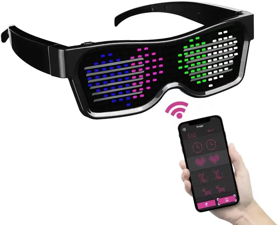 Best Seller brightness Glow Led Light Christmas Party Glasses phone app control glasses USB Charge Neon Glass