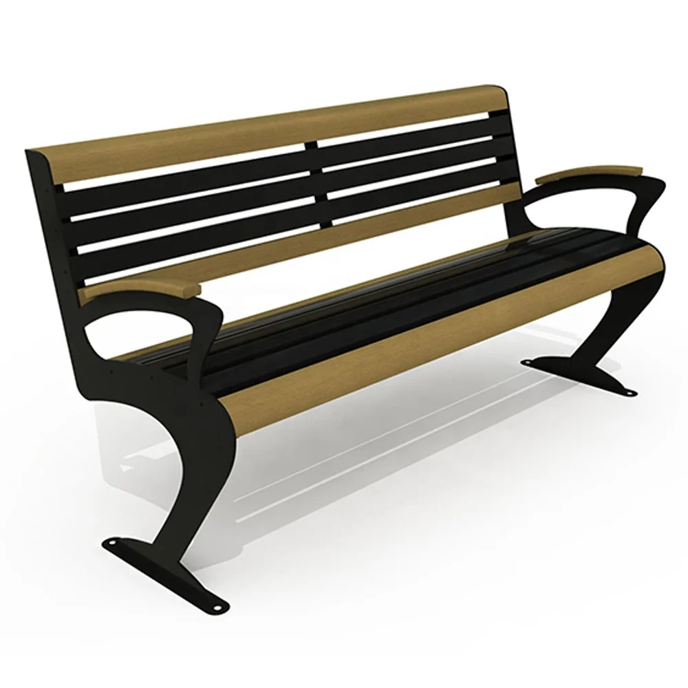 Outdoor park furniture manufacturer steel frame and recycle composite wood park bench outdoor wooden bench seat