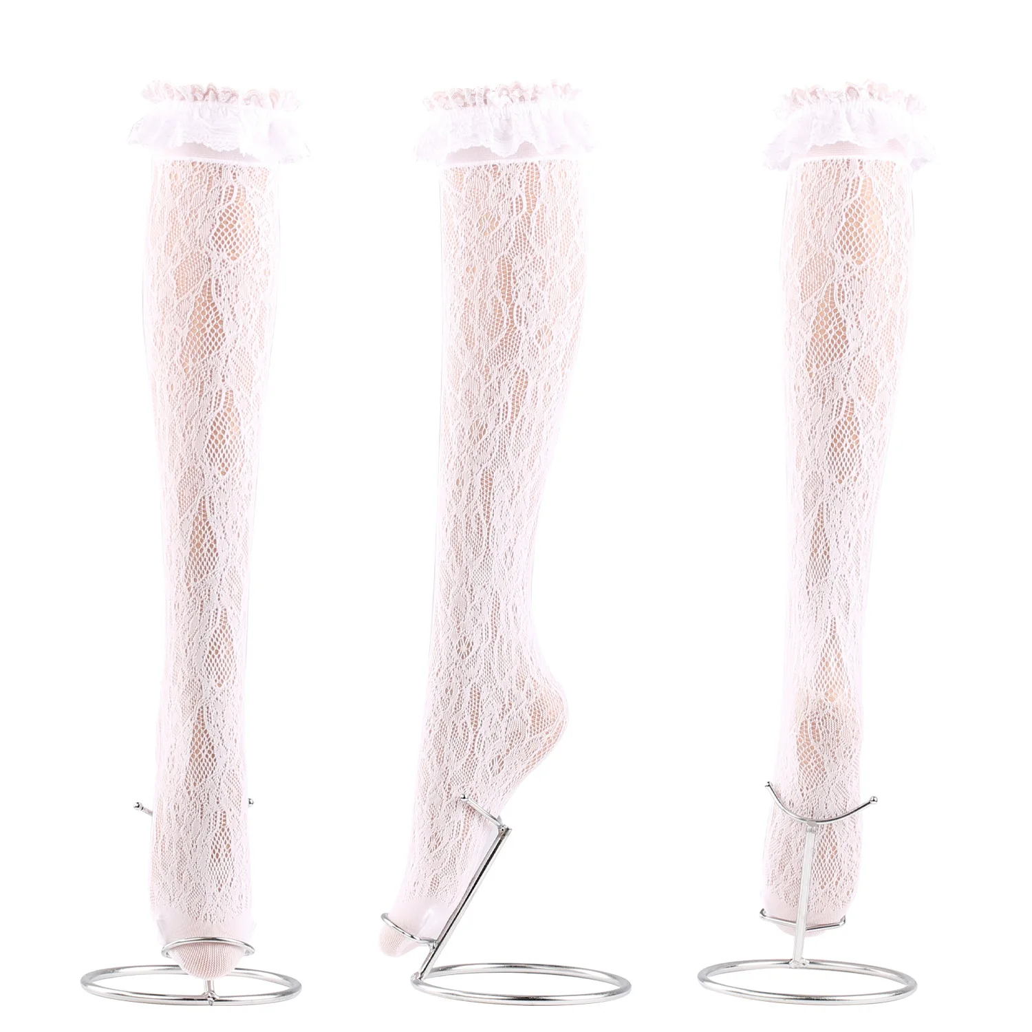 Hot Sell Cosplay Lace Lolita Knee High Black White Women Bow Stockings Sexy Japanese Girls Student Ruffle Socks 2