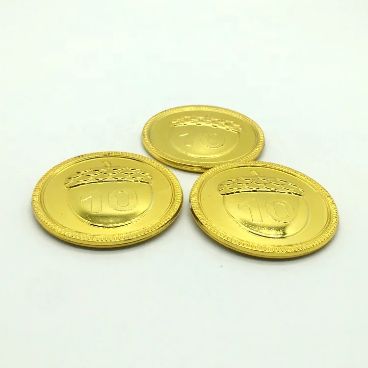 custom tiny plastic toy play gold plated coin bulk