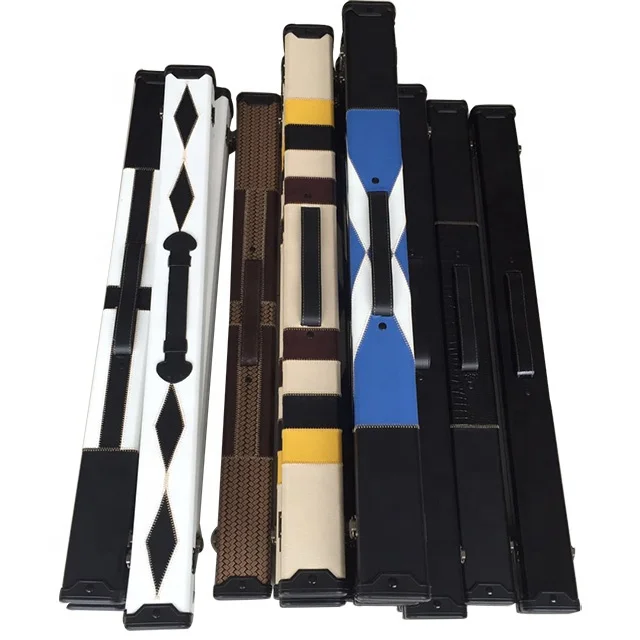 2 Compartment 86cm Slimline Leather Wooden Billiards Cue Case