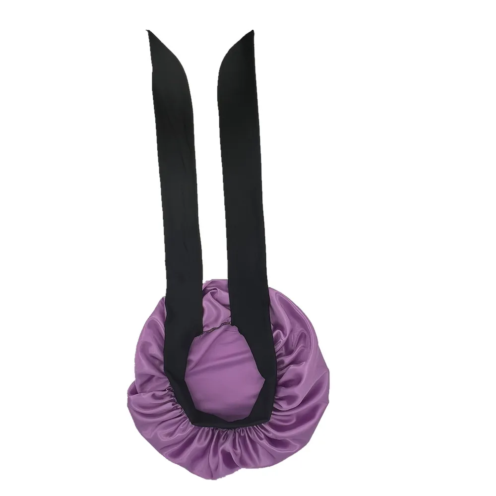 ZTZI Wholesale  hot Deals Reversible Bonnets Edge Wrap Custom Long Band Satin Hair Silk Bonnet With Ties