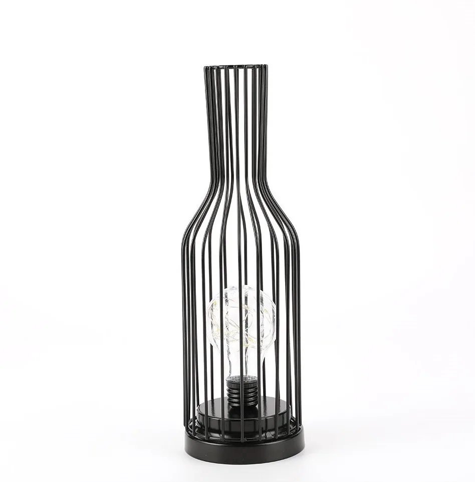 Decoration Minimalist Modern Led Wine Bottle Copper Wire Night Light Metal Table Lamp