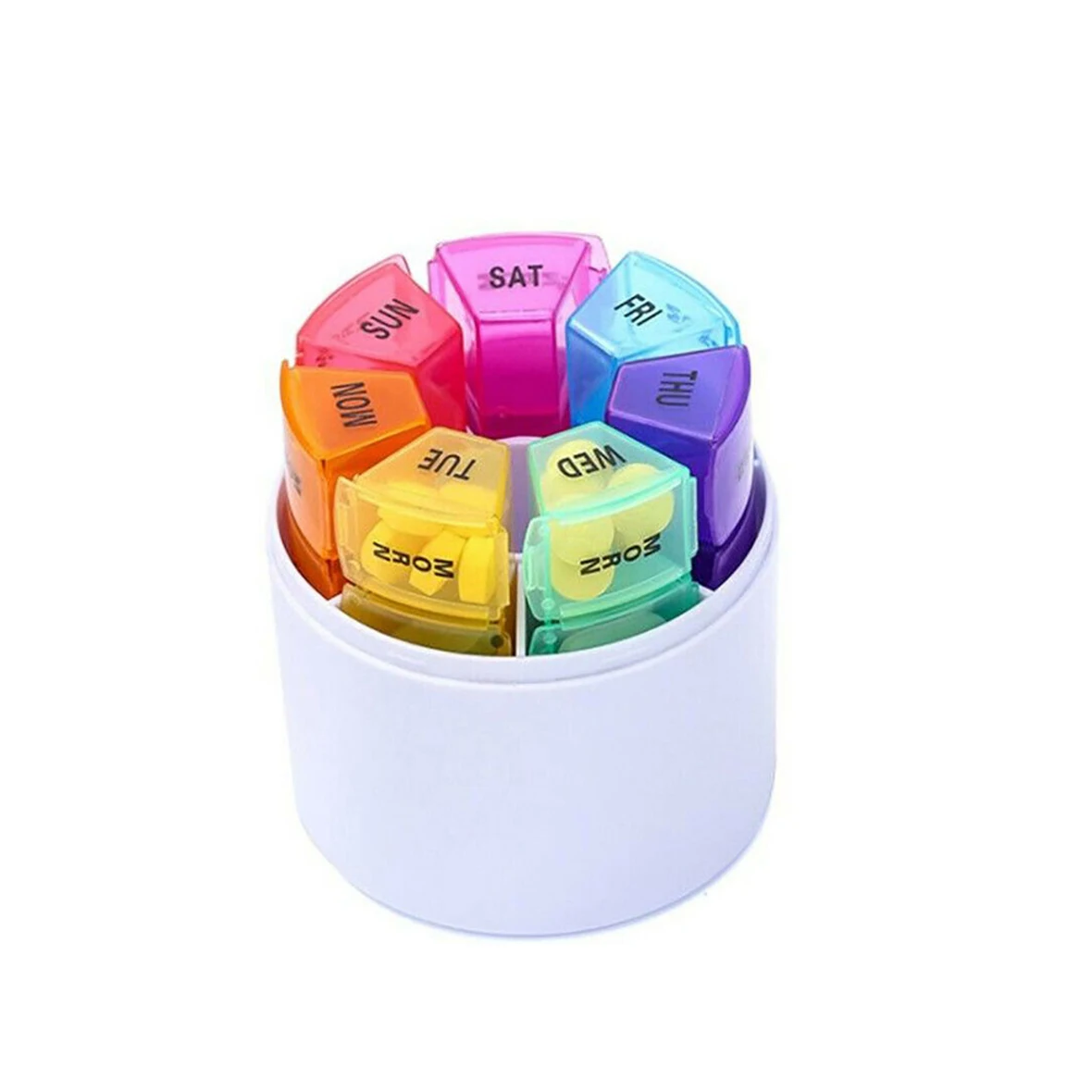 New Portable Plastic Weekly Round Shape 28 Cases Pill Storage Box Medication Dispenser