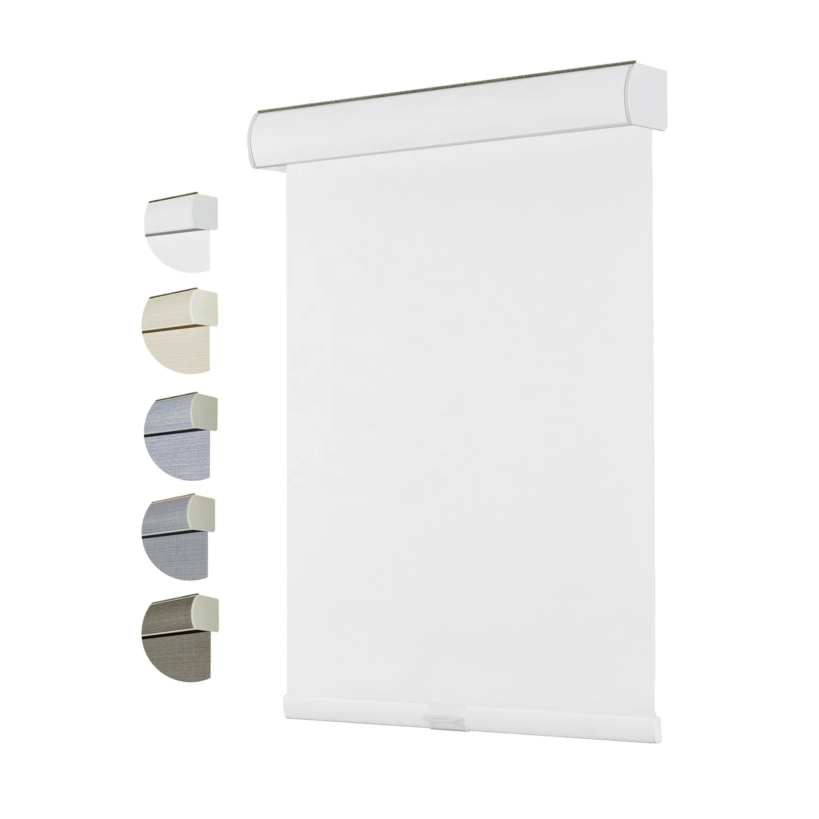Factory Customized Free-Stop Cordless Window Shades Blackout Roller Blinds With Fabric-Covered Aluminum Valance