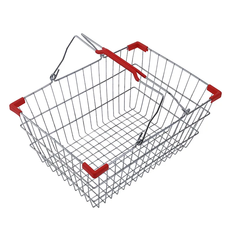 Manufacturer Wholesale Metal Chrome Wire Shopping Basket Supermarket Grocery Retail Store Hand Carrying Shopping Basket