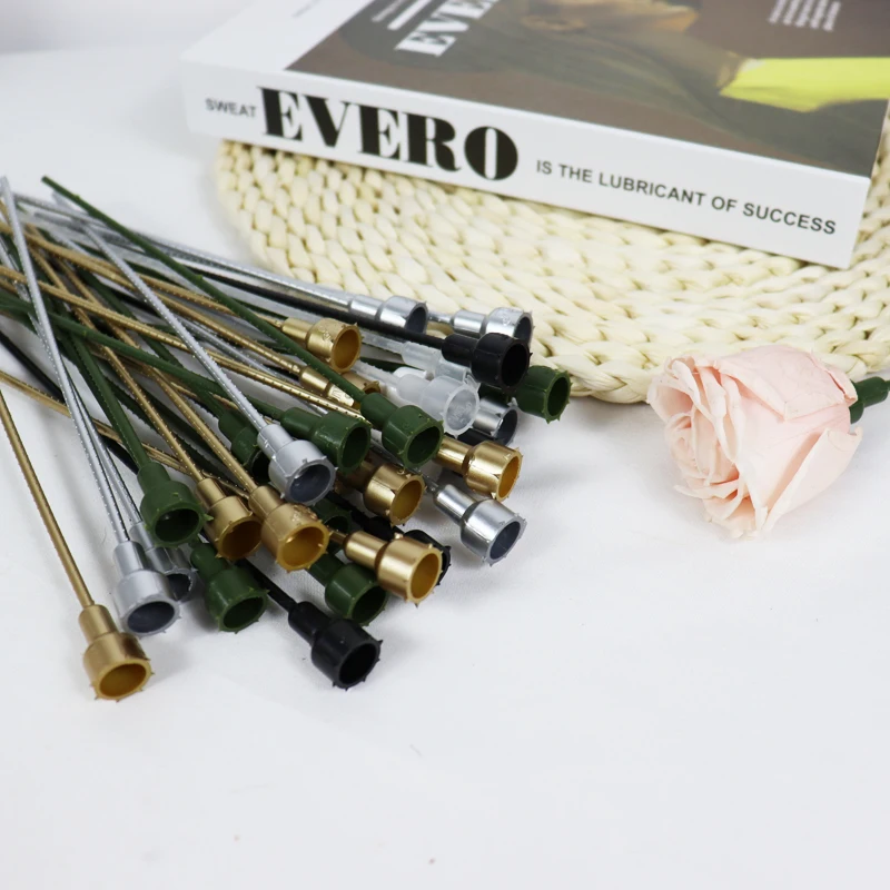 Yunnan top seller Factory Wholesale Golden silver plastic rose stems decoration flower roses with stem