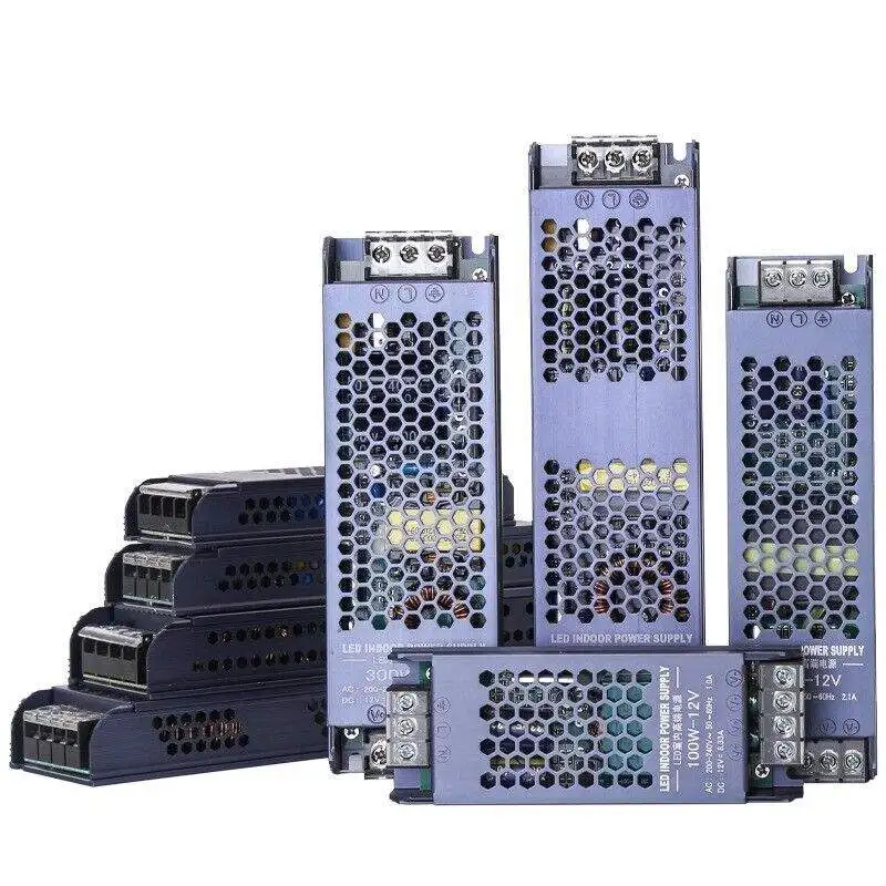 Thin AC DC 12V/24V Switching Power Supply 36W/60W/100W/150W/200W/300W/400W Light Strip Variable Voltage Driver