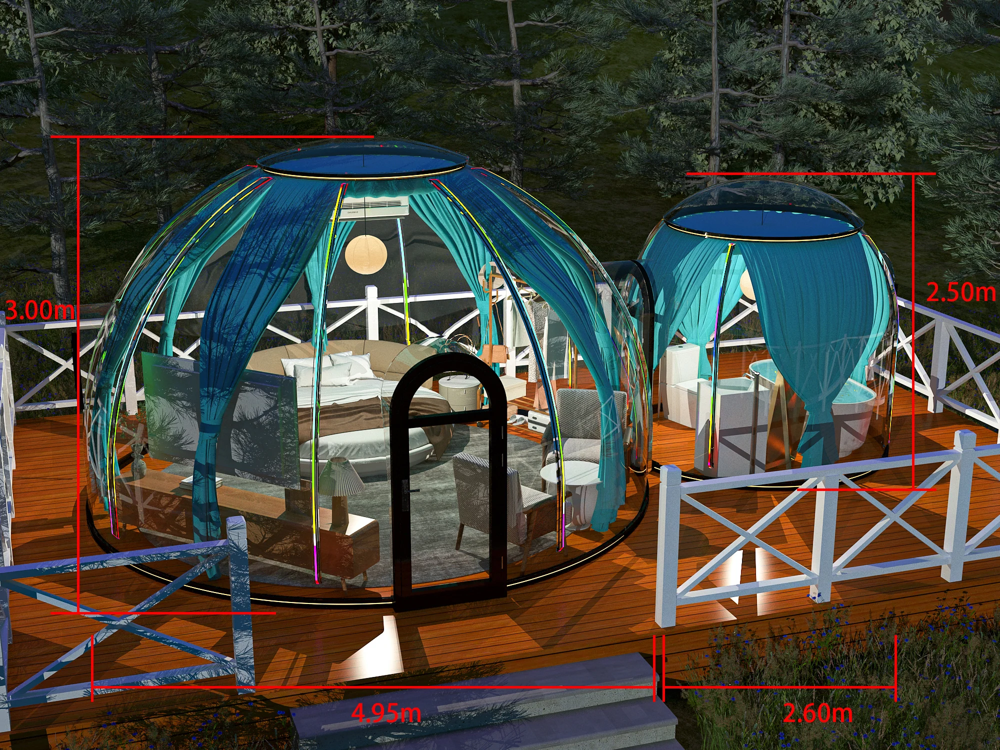 Full House Outdoor Prefab Dome House Room Geodesic Polycarbonate Dome House