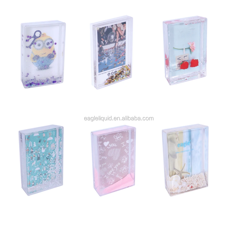 Hot Selling Transparent Picture Frame Instant Mini Photo Picture Frames Liquid Glitter Photo Frame 2x3