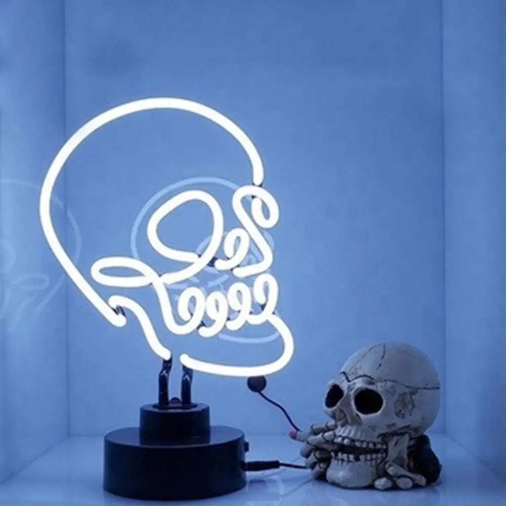 new glass neon sculpture china factory shanghai antuo black round base custom logo table top neon lamp