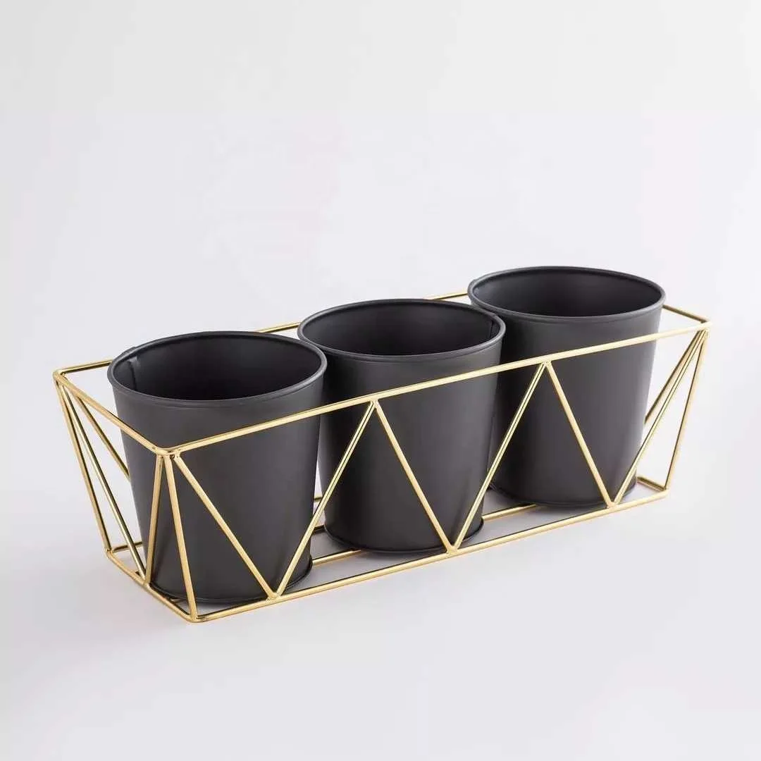  Лидер продаж набор из 3 дюймовых плантаторов с подставкой деревенский медный готовый металлический садовый горшок для продажи от дизайнера Da