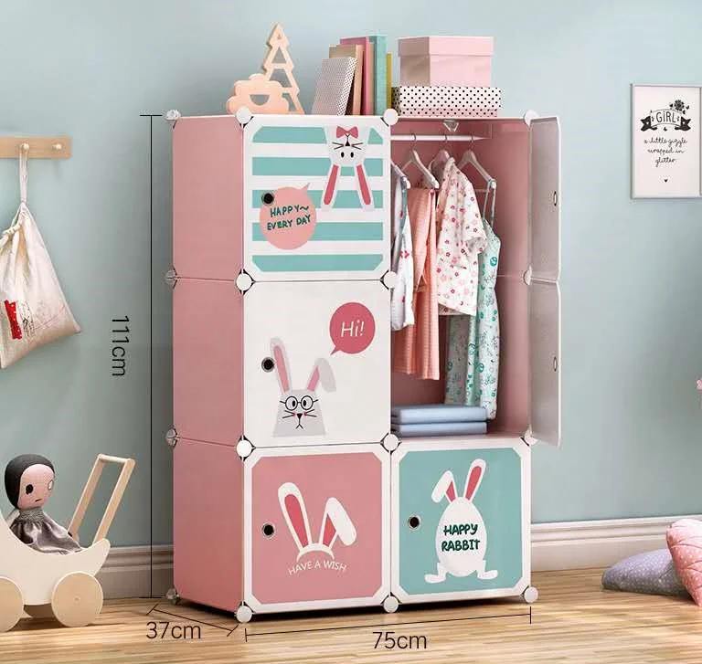 
DIY Kids Plastic Wardrobe Cute Baby Wardrobe 
