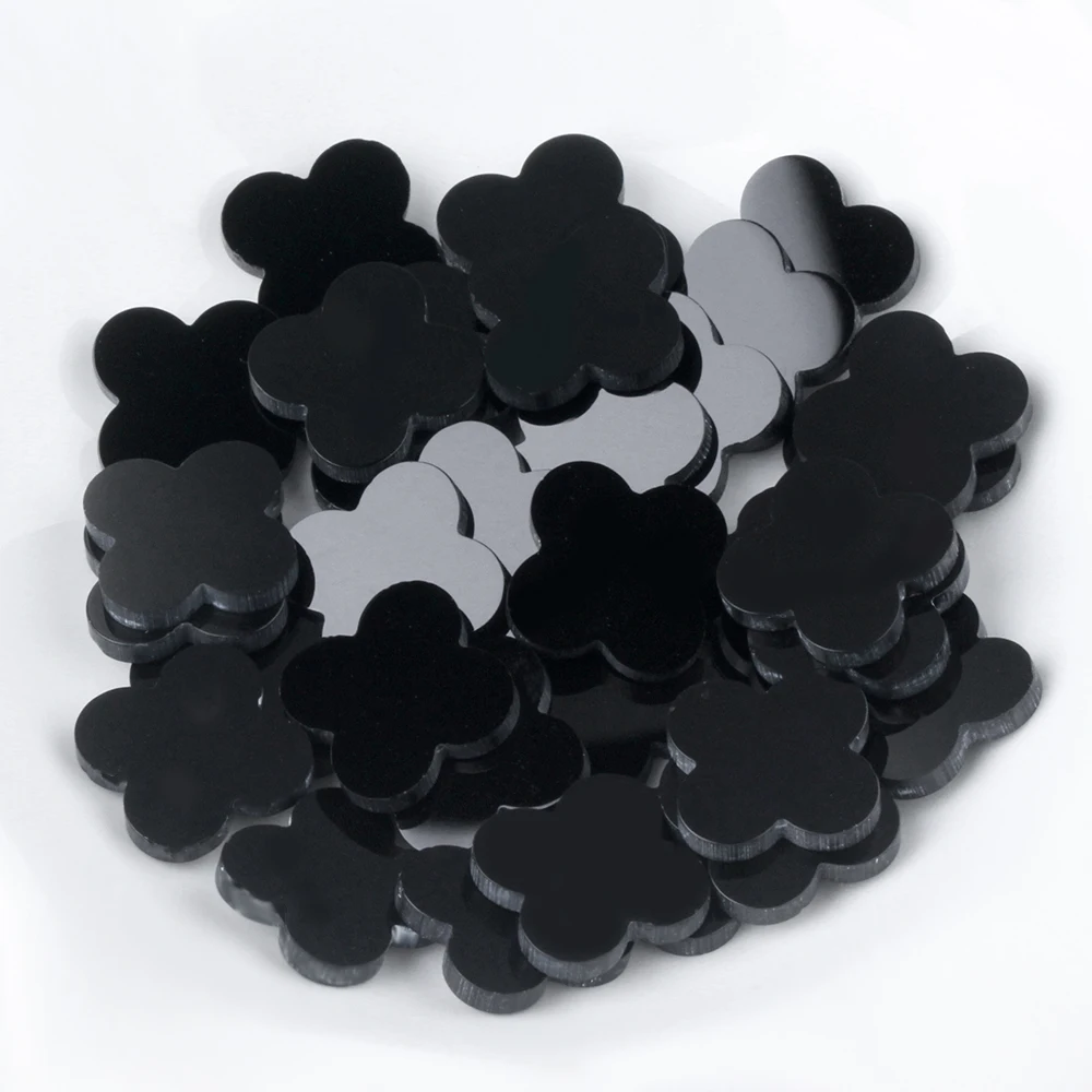 Wholesale 1mm Thickness Four Leaf Clovers Black Onyx Double Side Flat Natural Black Agate Clover Stone for Jewelry Making