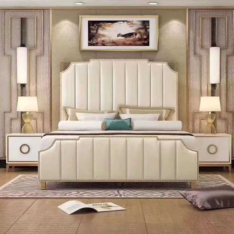 Modern simple cloth art double bed Northern Europe Can take apart the soft bed