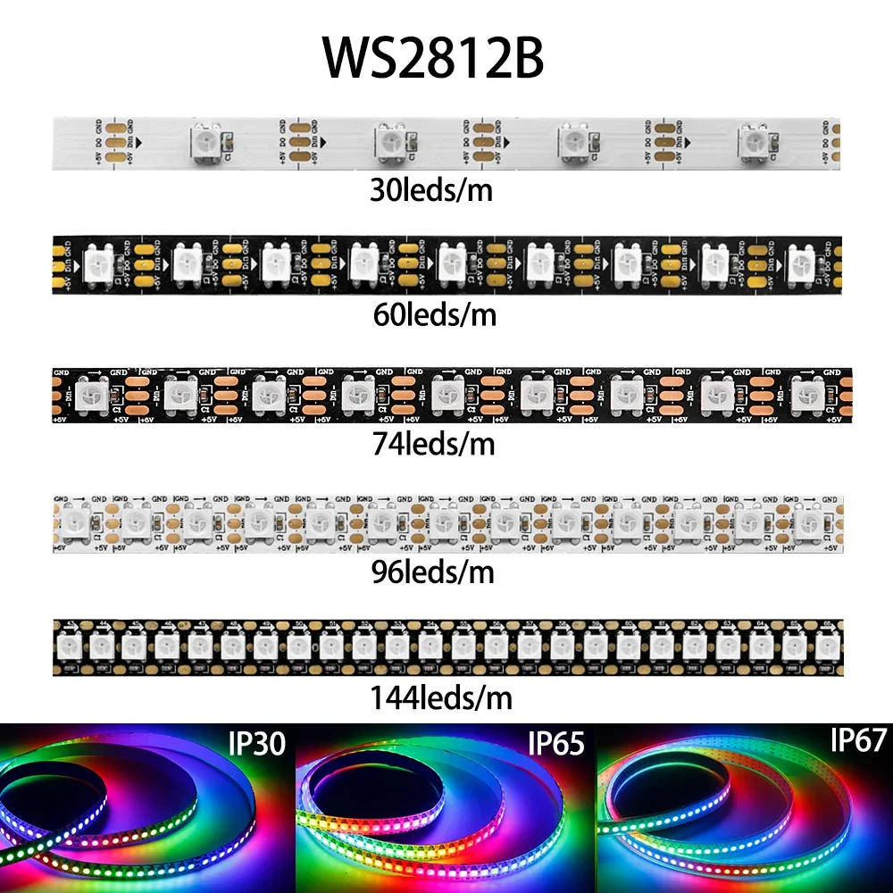 WS2812 RGB Addressable and Programmable LED Strip Light for DIY Projects