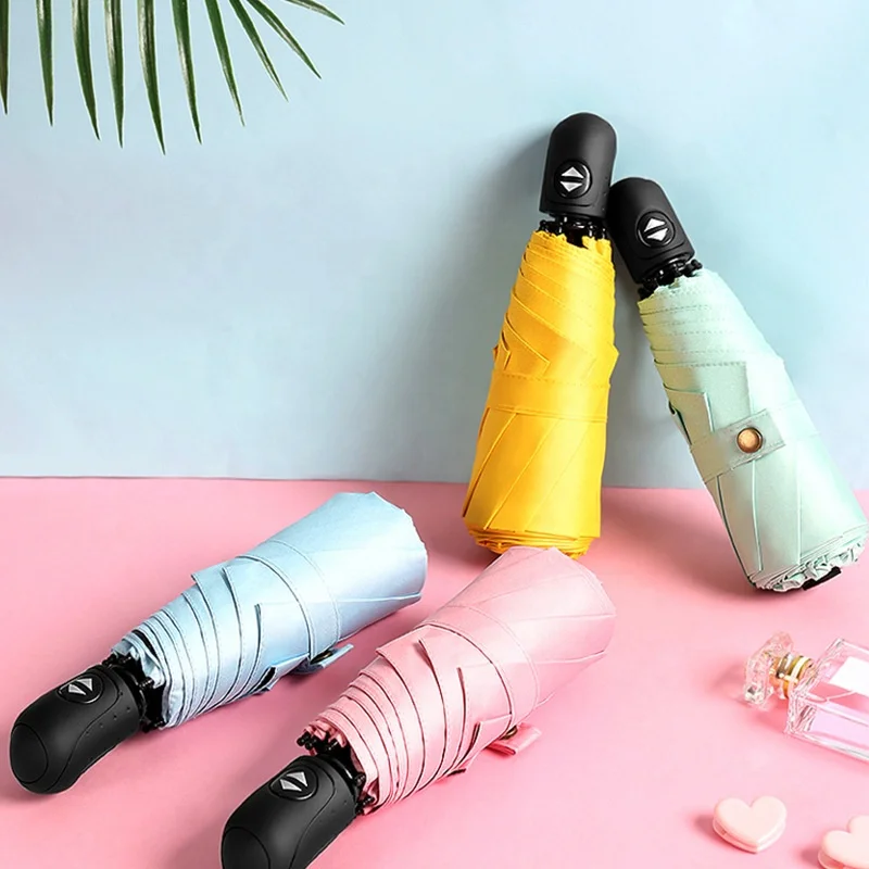 
High Quality Windproof Compact Sun Protect Mini 5 Fold Automatic Umbrella 