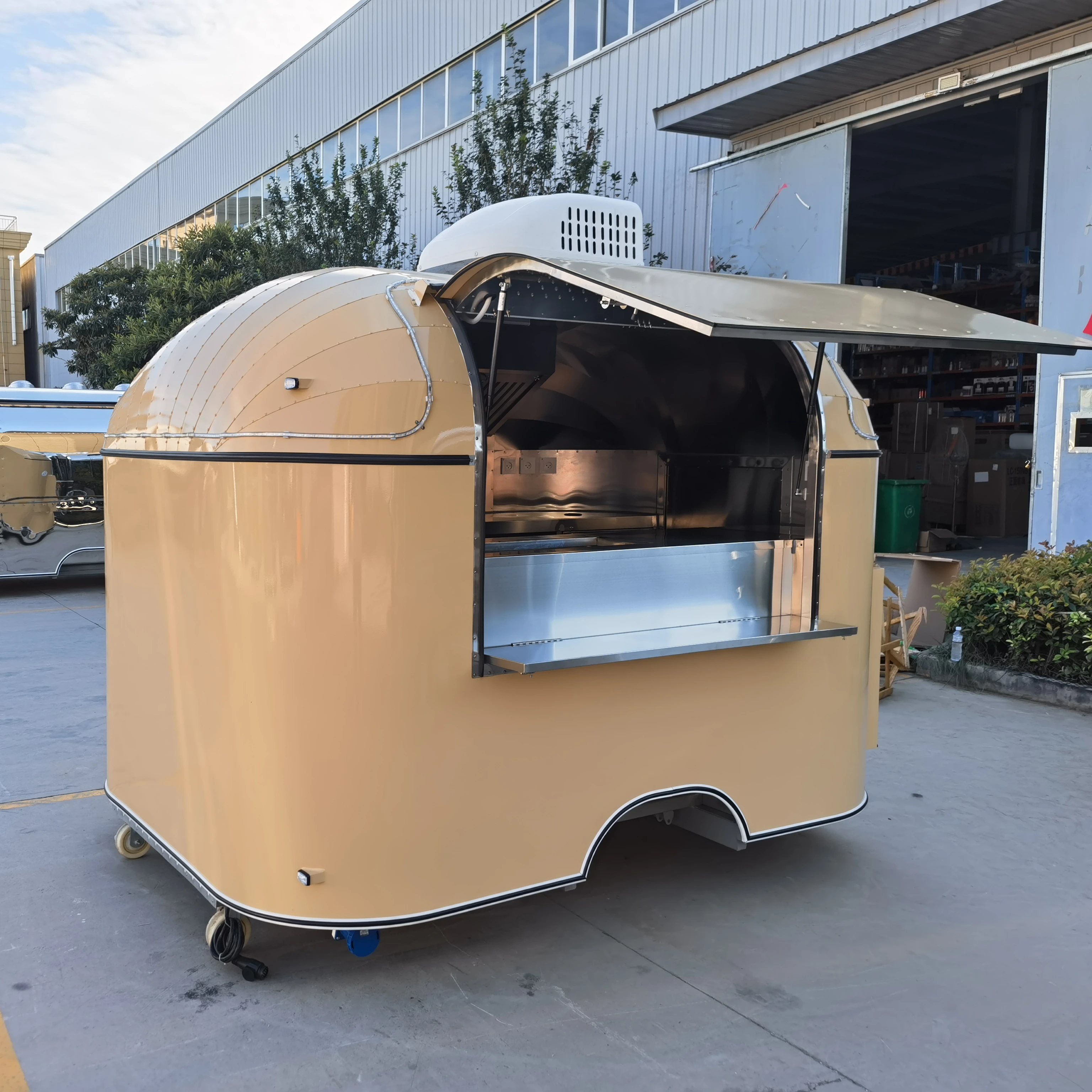 Stainless steel fully equipped food trailer kiosk shopping center and mobile fast food truck export to Israel