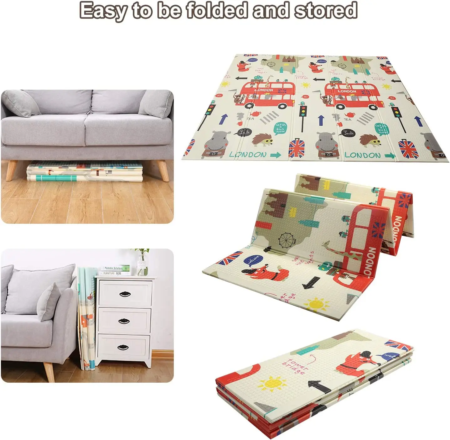 Baby Play Mat for Floor Super Soft Plush Surface Playmat for Toddlers & Infants - Extra Thick (0.8cm) Large Padded Non-Slip Rug