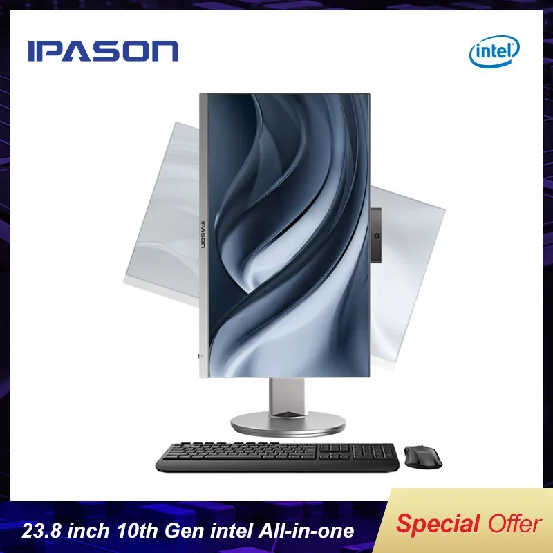 IPASON A3 23.8 inch 10th Gen Commercial All-In-One Computer J4105/10400 8G 240G Support Lifting Rotating AIO Desktop Computer