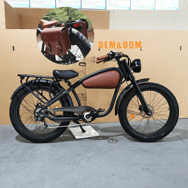 Vintage Electric Cruiser Bike New Fatbike Cheetah Cafe Racer Ebike Retro 250 Watt Vintage Electric Bike 250W