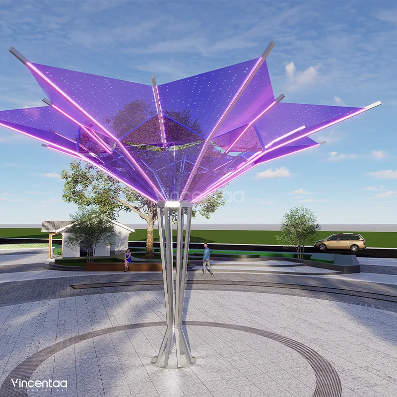 Vincentaa Light Sculpture LED Art Outdoor Park Stainless Steel Tree 3D Sculpture