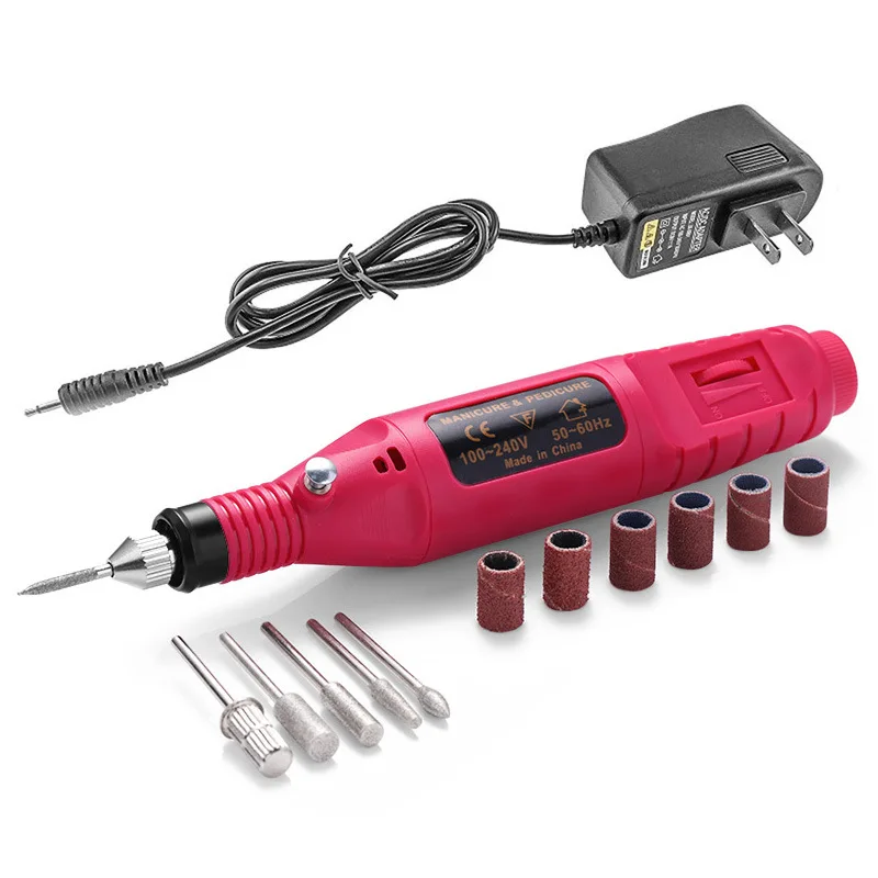 Mini Professional Electric Nail Drill Kit USB Rechargeable Nail File Machine Pedicure Polish Ceramic Nail Drill Bits Set