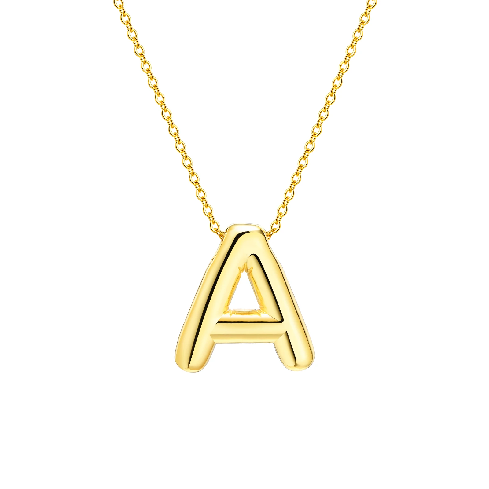 Free Nickel Stainless Steel Chain Adjustable A To Z Alphabet Pendant Balloon Bubble Initial Letter Necklace Women