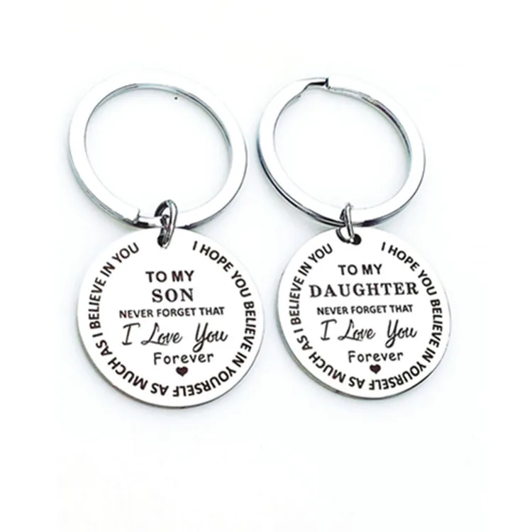 Stainless steel DIY Letter TO MY SON DAUGHTER From Mom Dad Never Forget That I Love You Forever Inspirational Gift Keychain