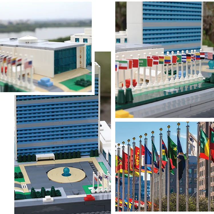 mini building block sets model toy home decoration United Nations Headquarters brick toys