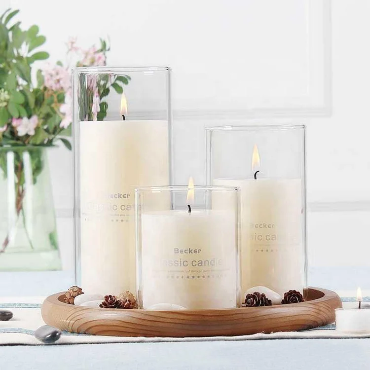 Clear candle   8oz bottom round glass candle jar with lids and box