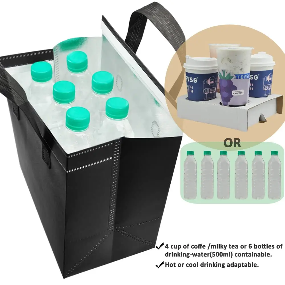 wholesale Disposable Thermal Insulated Cooler Bag Grocery Cool Carry Non Woven Lunch Cooler Bag for Food