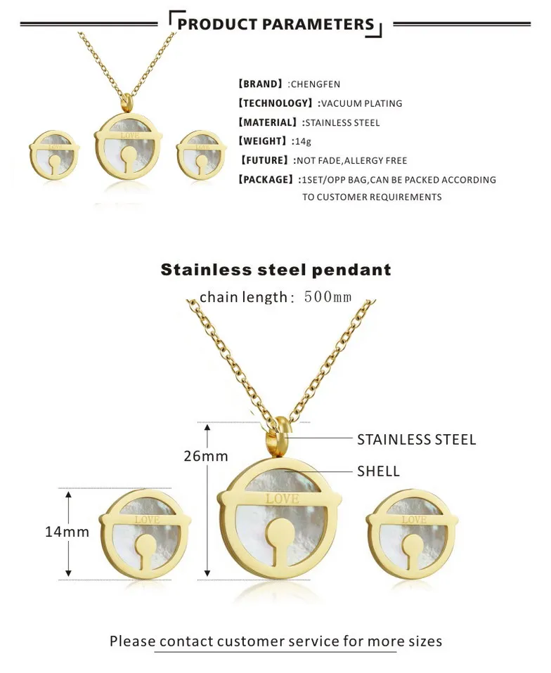 Fashion Unique Classic Heart Zircon Touse Jewelry Gold Plated Necklace Earrings Ring Women's Stainless Steel Jewelry Sets