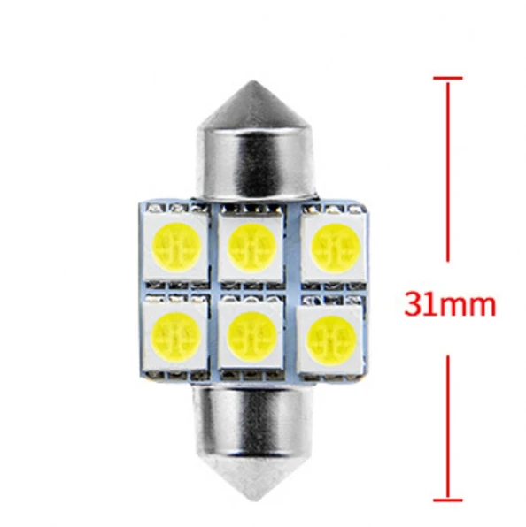 Festoon 28mm 1.10 31mm 1.25 5050 6SMD LED Xenon White Interior Lamps 12VDC Dome Roof Door Stop Light Exterior Accessories
